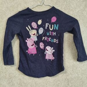 Peppa Pig Long Sleeve Tee Shirt Size 3T Fun with Friends Dark Blue